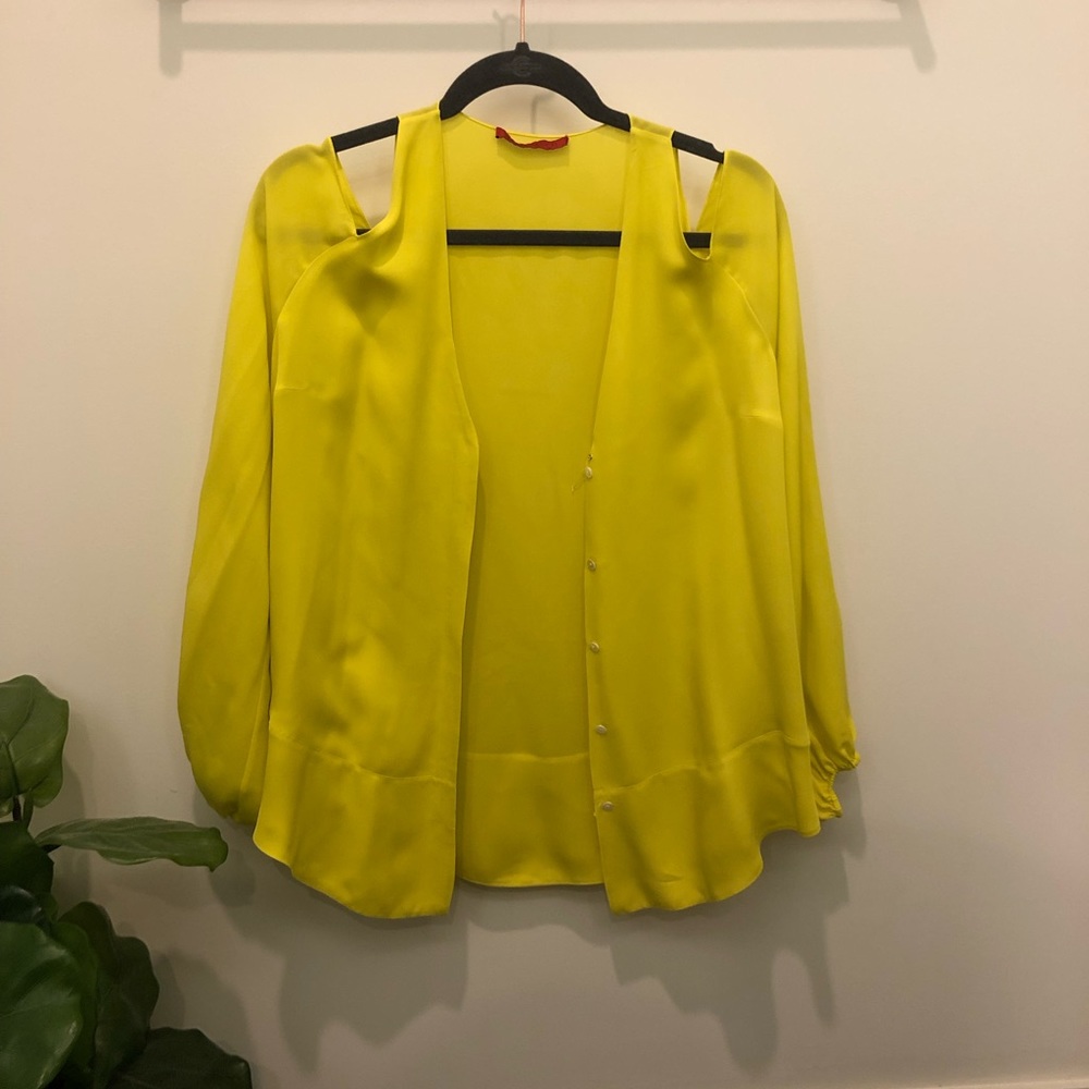 Tamara Mellon Yellow Open Shoulder Top